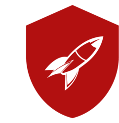Logo des Fake-Shop Explorers, ein weißes Raumschiff auf einem roten Hintergrund