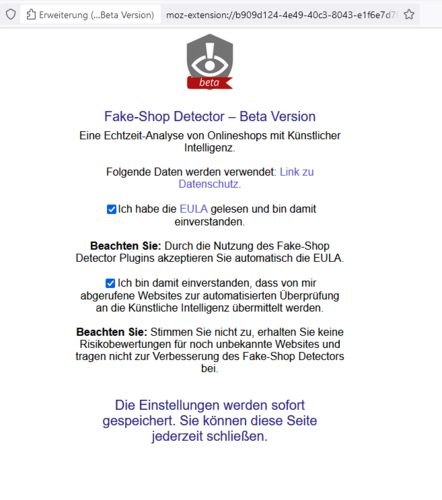 Datenschutzbedingungen Fake-Shop Detector